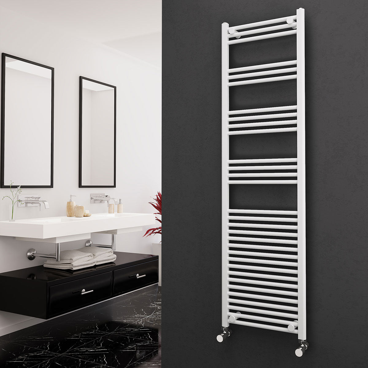 Eastgate 22mm Steel White Straight Heated Towel Rails