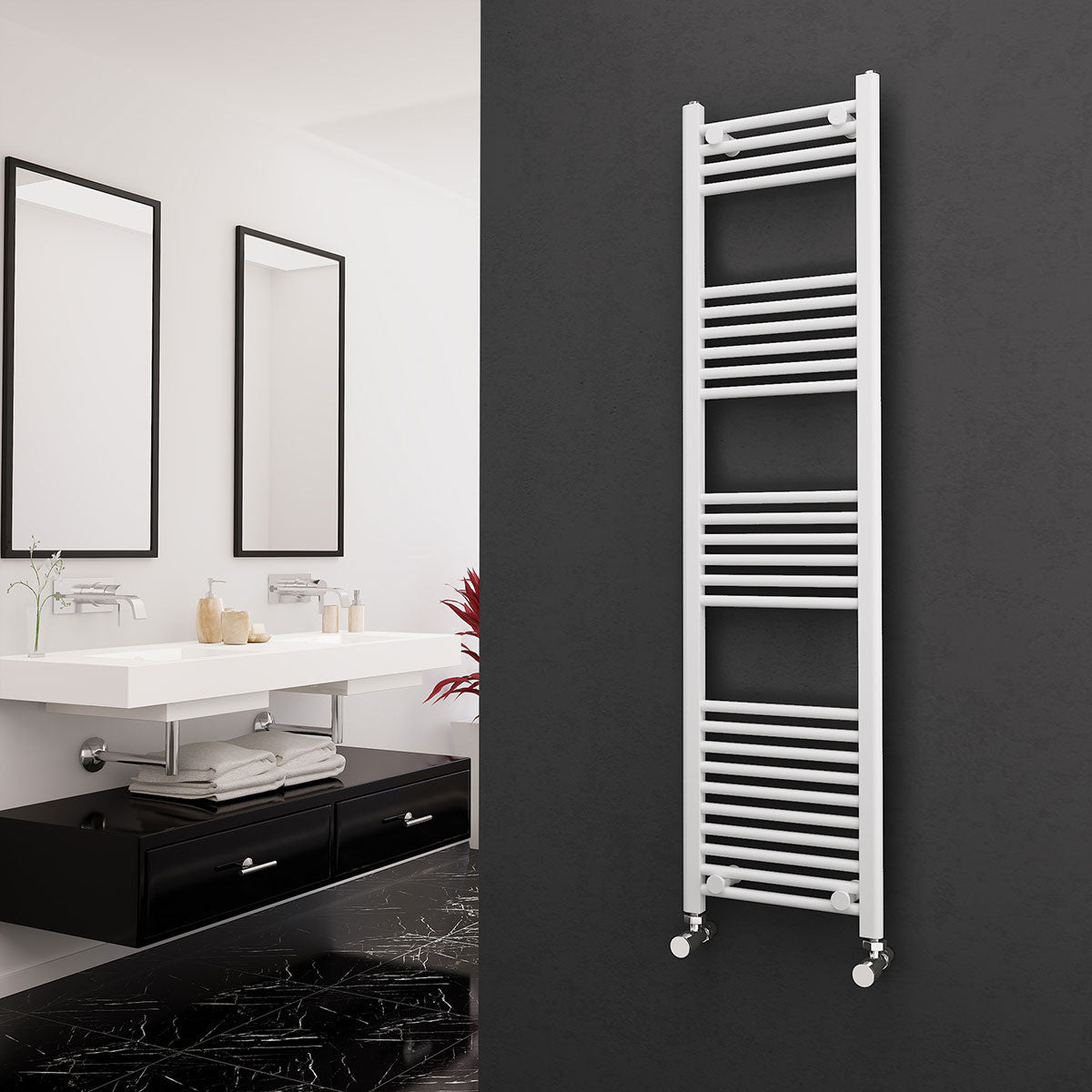 Eastgate 22mm Steel White Straight Heated Towel Rails