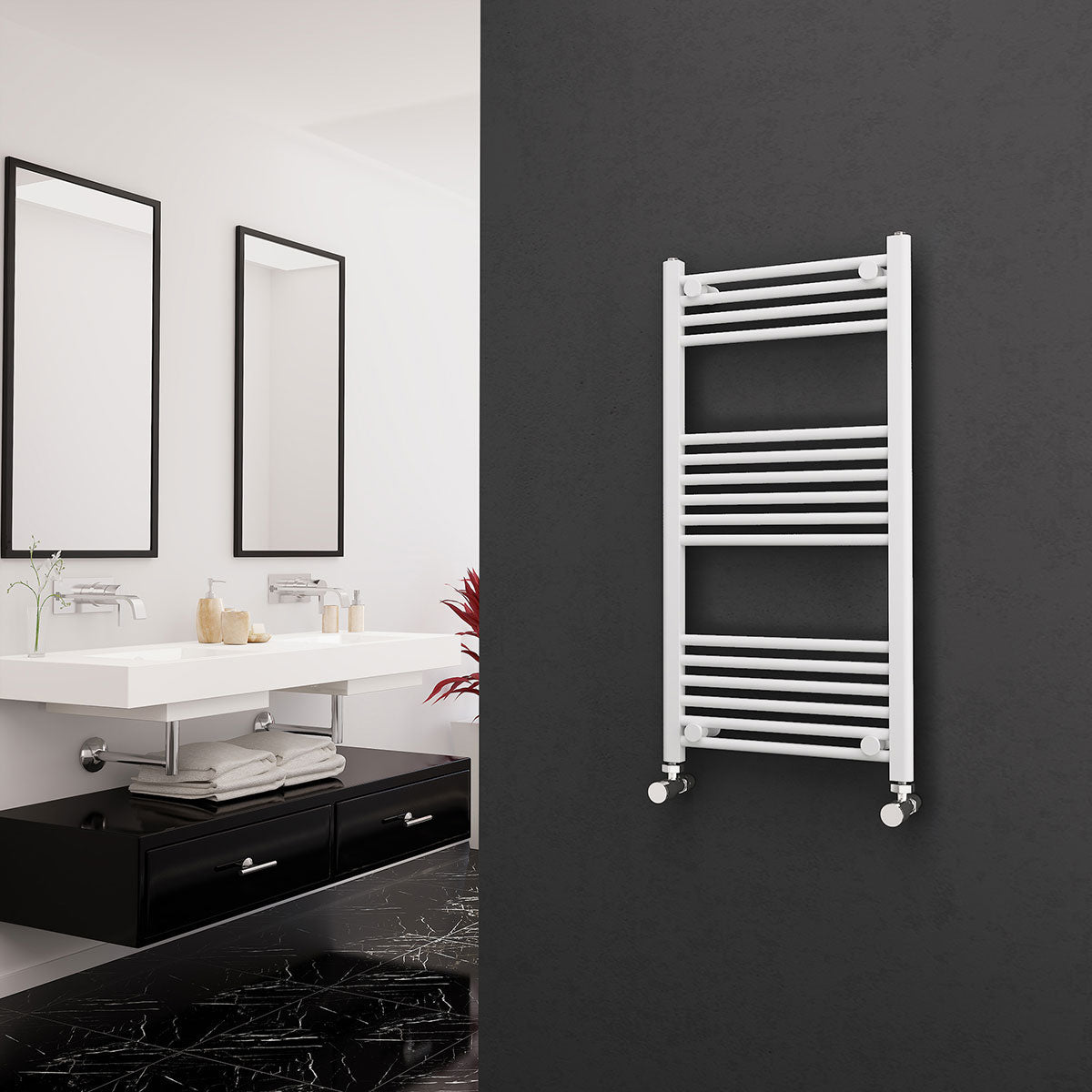 Eastgate 22mm Steel White Straight Heated Towel Rails