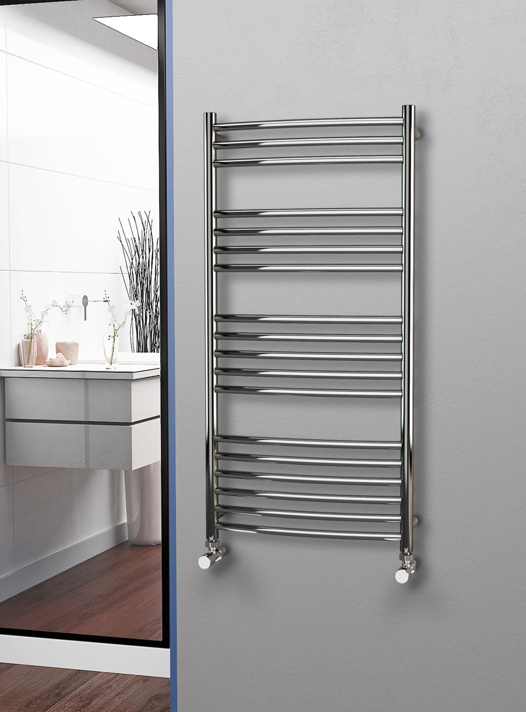 Eastgate 304 Curved Polished Stainless Steel Heated Towel Rails