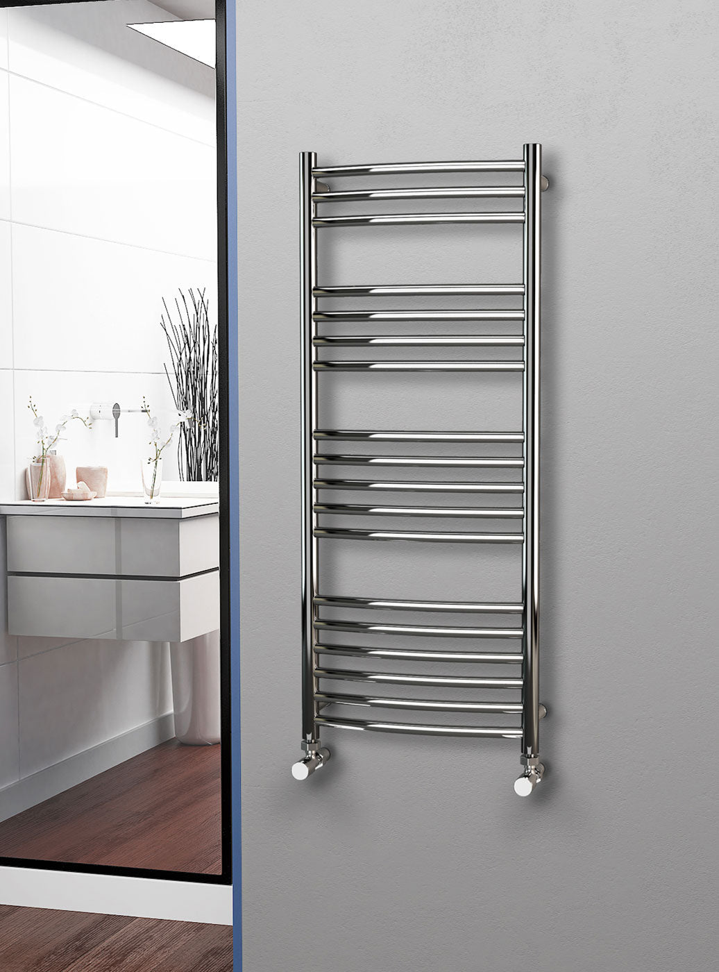 Eastgate 304 Curved Polished Stainless Steel Heated Towel Rails