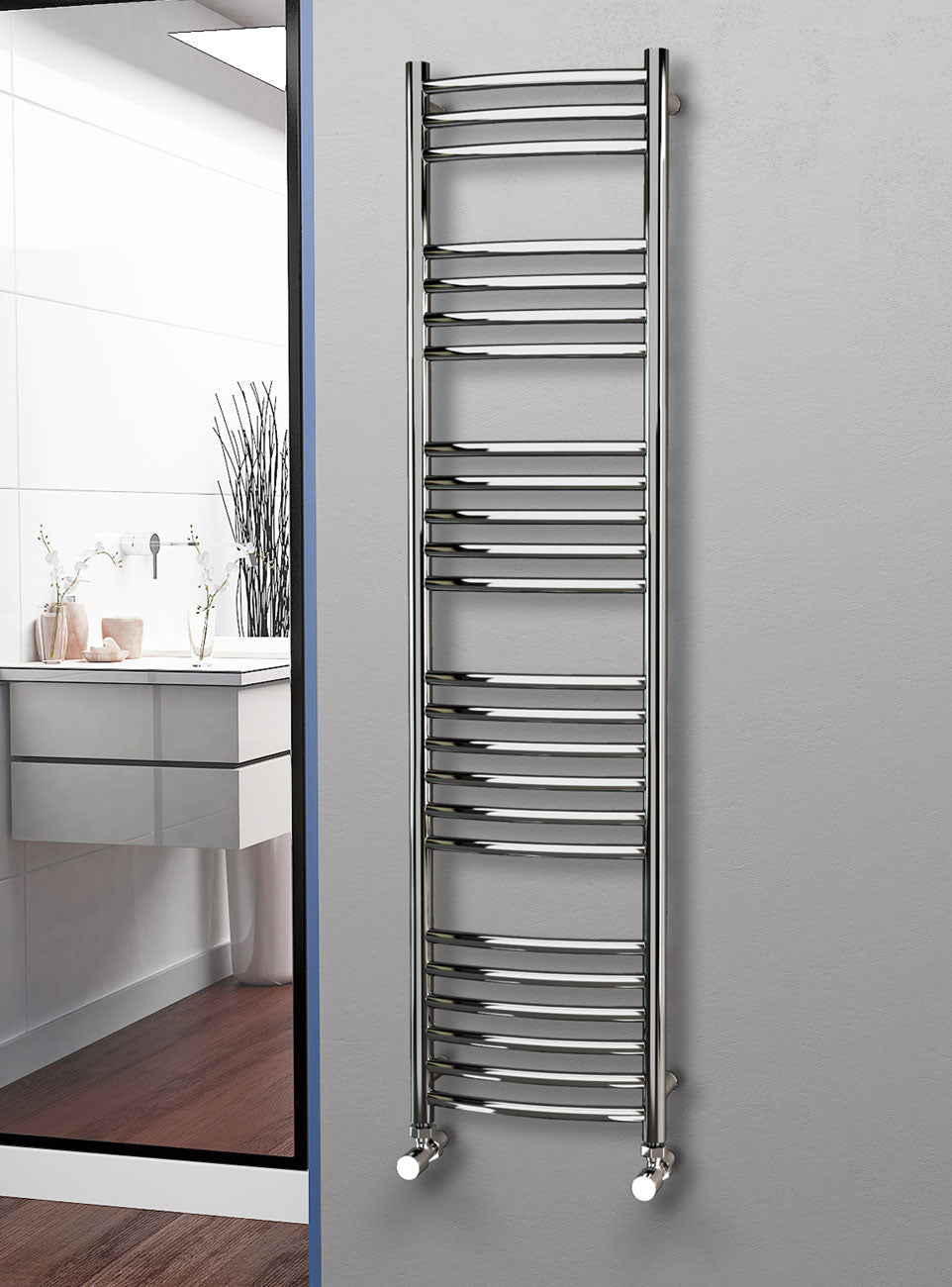 Eastgate 304 Curved Polished Stainless Steel Heated Towel Rails
