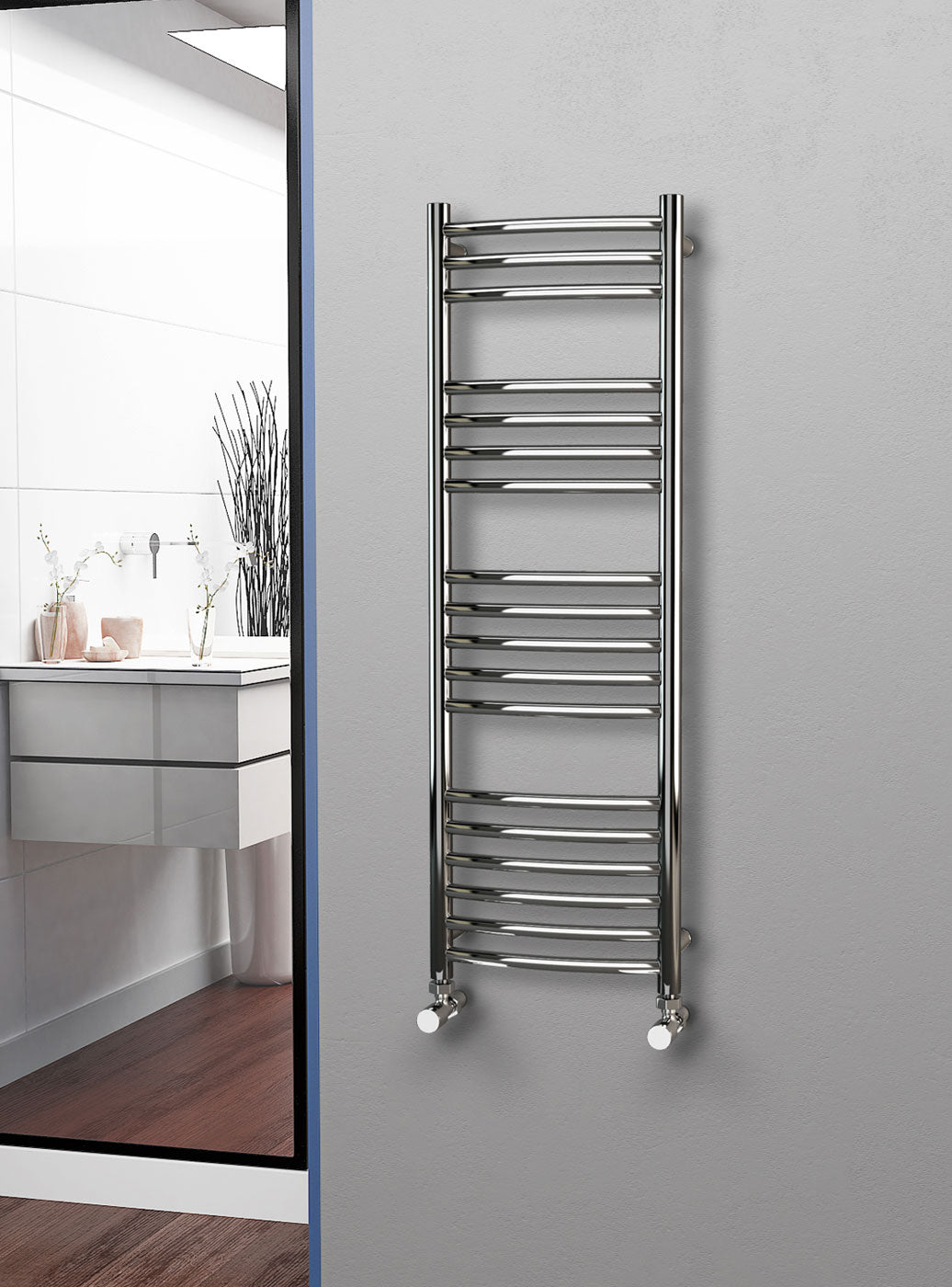 Eastgate 304 Curved Polished Stainless Steel Heated Towel Rails