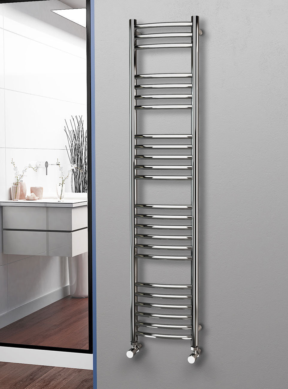 Eastgate 304 Curved Polished Stainless Steel Heated Towel Rails