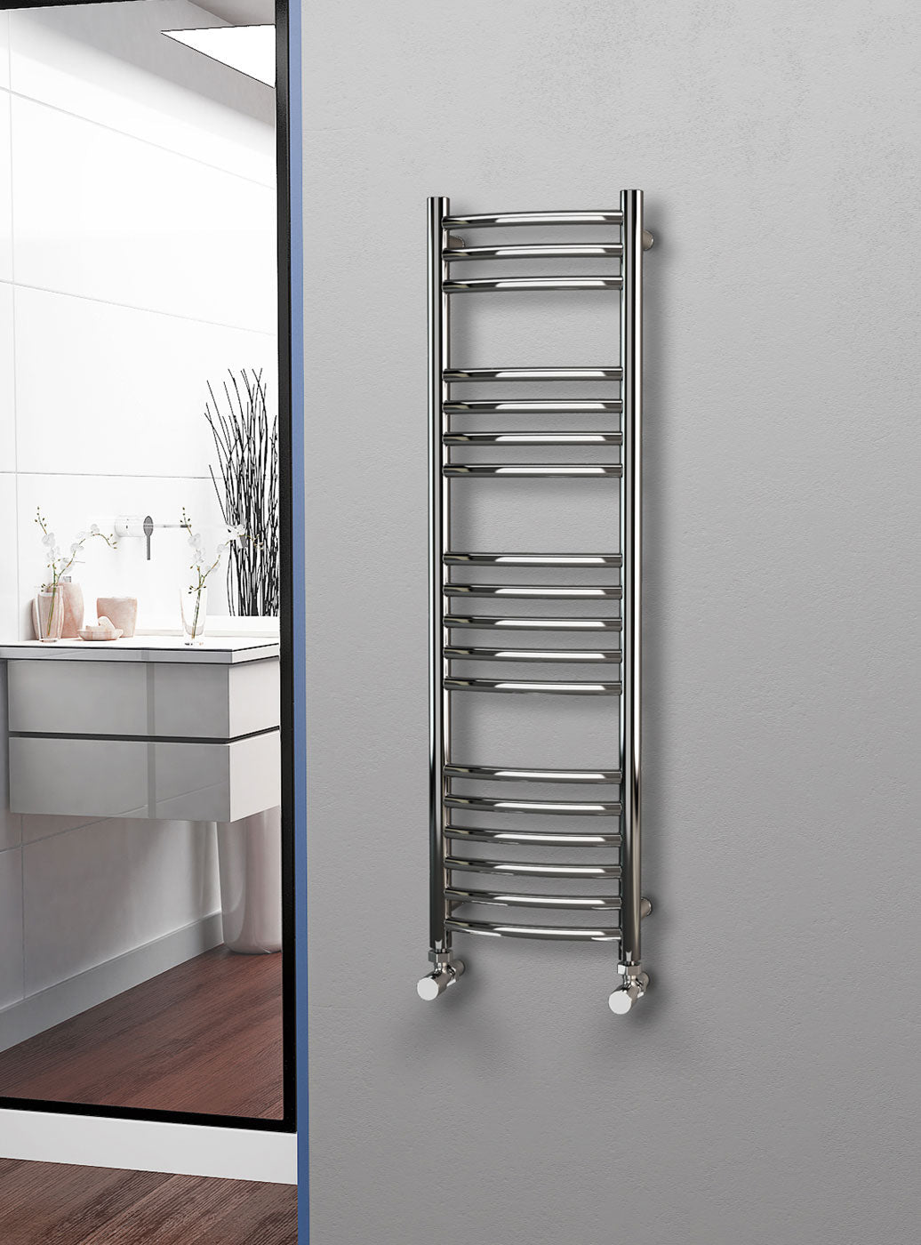 Eastgate 304 Curved Polished Stainless Steel Heated Towel Rails