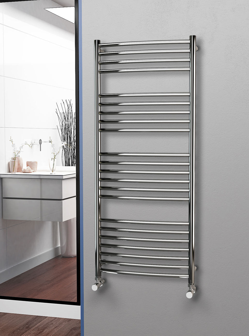Eastgate 304 Curved Polished Stainless Steel Heated Towel Rails