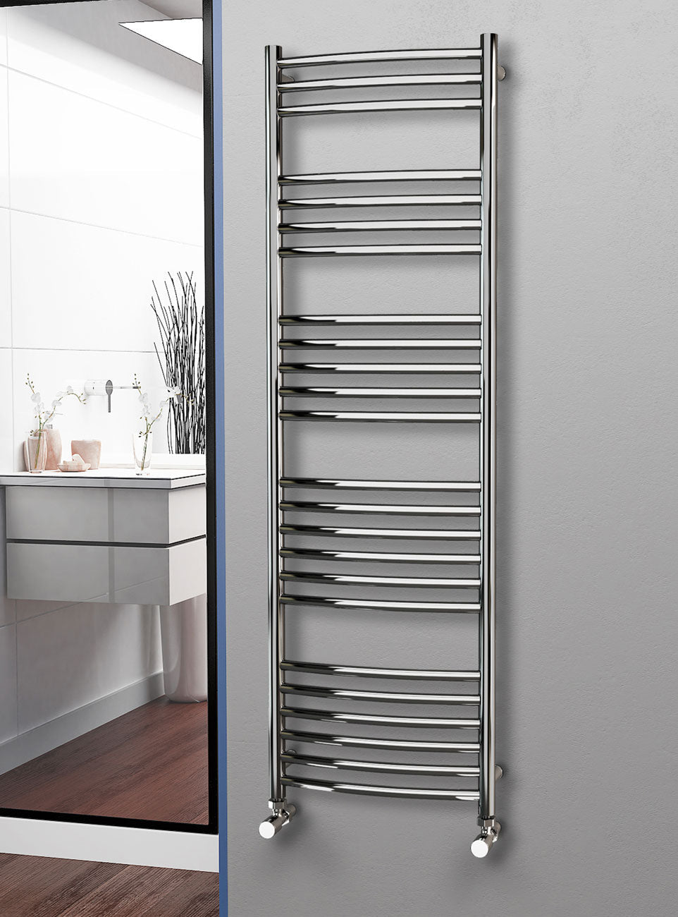 Eastgate 304 Curved Polished Stainless Steel Heated Towel Rails