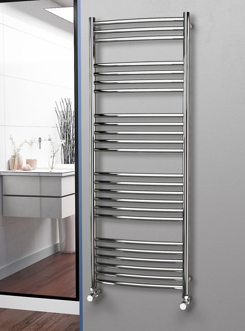 Eastgate 304 Curved Polished Stainless Steel Heated Towel Rails