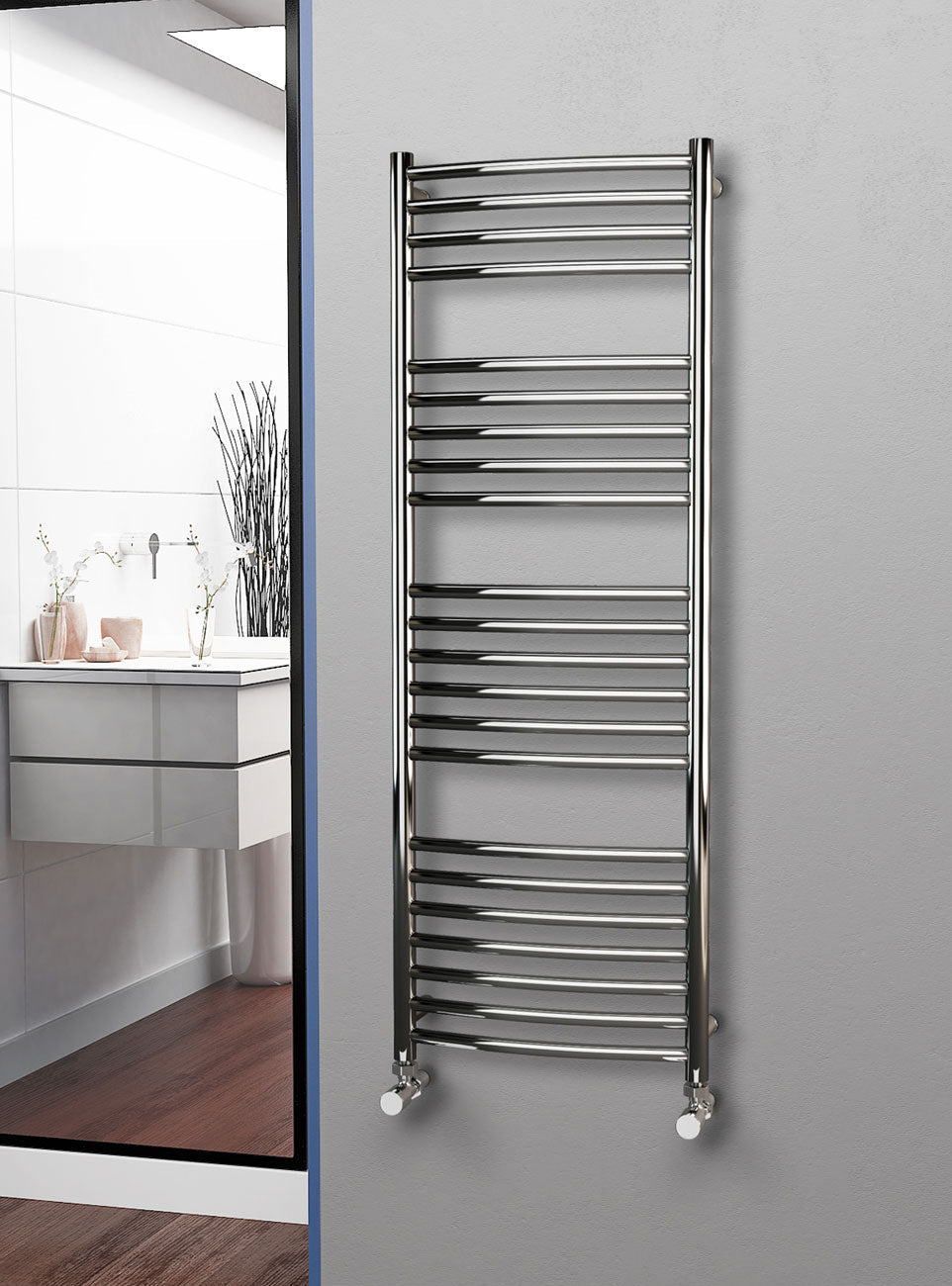 Eastgate 304 Curved Polished Stainless Steel Heated Towel Rails