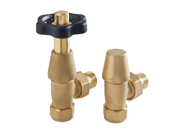 Eastgate Black & Brass TRV Angled Radiator Valve Brass