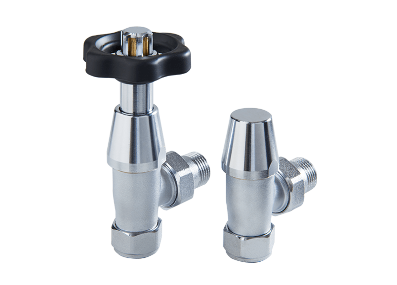 Eastgate Black & Brass TRV Angled Radiator Valve Chrome