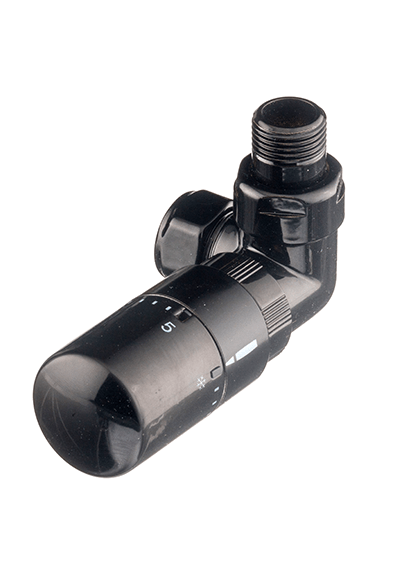 Eastgate Corner Ideal TRV Thermostatic Radiator Valve Angled Black