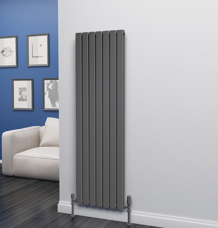 Eastgate Eben Steel Anthracite Single/Double Panel Flat Tube Vertical Designer Radiators - Central Heating