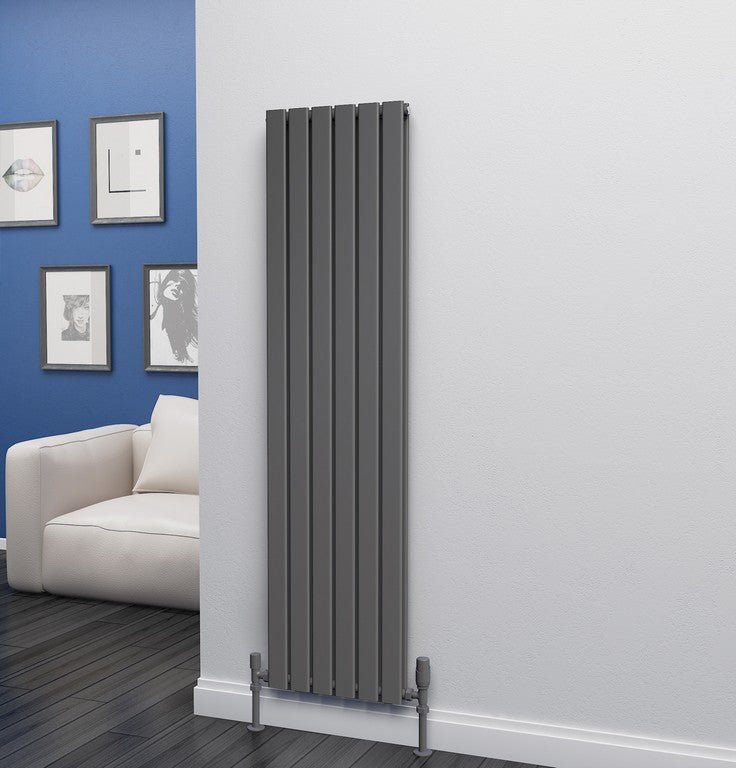 Eastgate Eben Steel Anthracite Single/Double Panel Flat Tube Vertical Designer Radiators - Central Heating