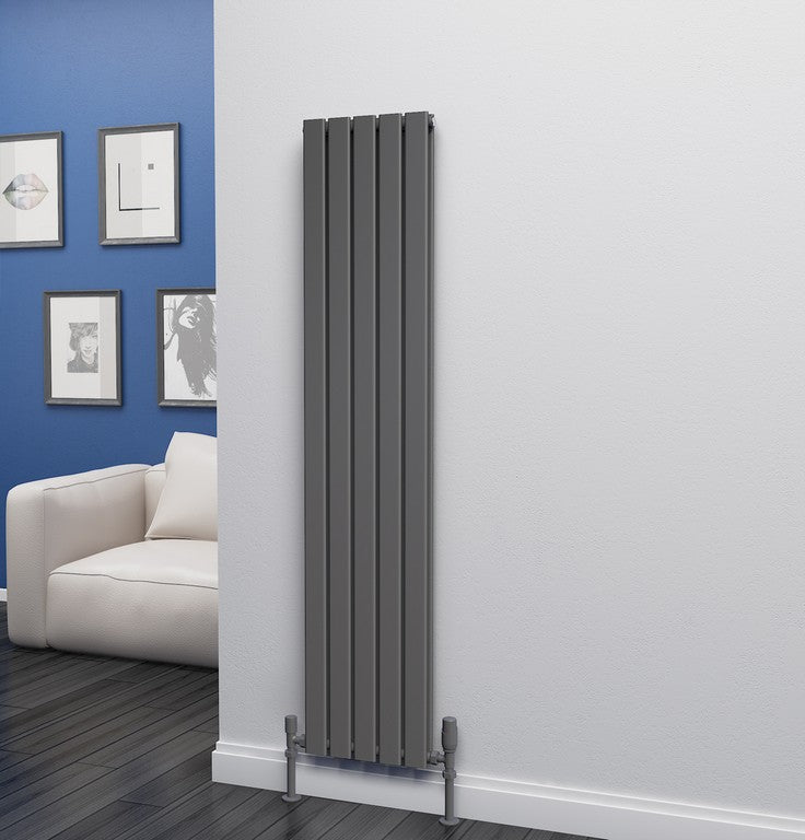 Eastgate Eben Steel Anthracite Single/Double Panel Flat Tube Vertical Designer Radiators - Central Heating