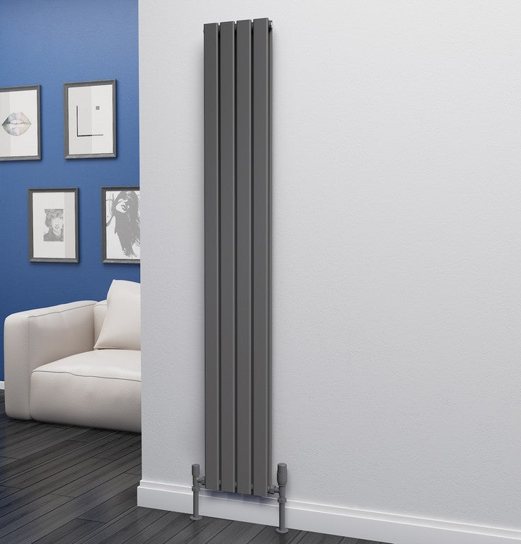 Eastgate Eben Steel Anthracite Single/Double Panel Flat Tube Vertical Designer Radiators - Central Heating