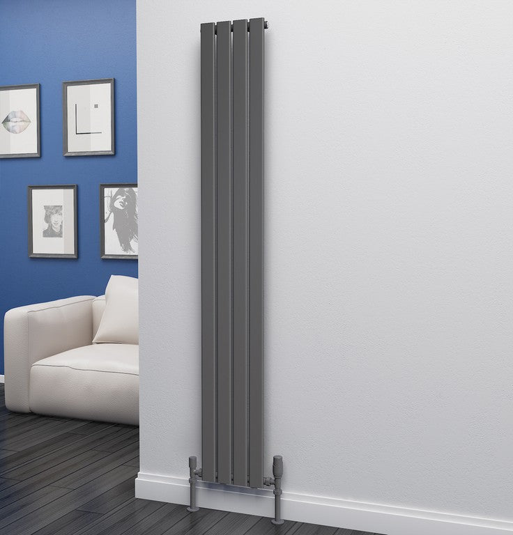 Eastgate Eben Steel Anthracite Single/Double Panel Flat Tube Vertical Designer Radiators - Central Heating