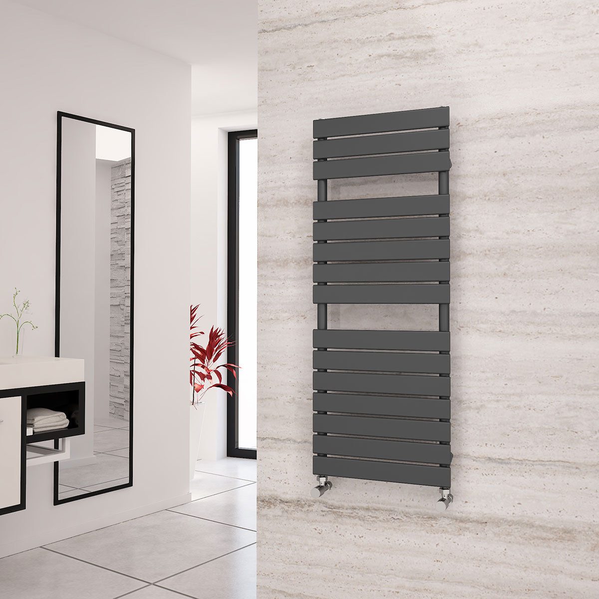 Eastgate Liso Steel Anthracite Flat Tube Designer Heated Towel Rails