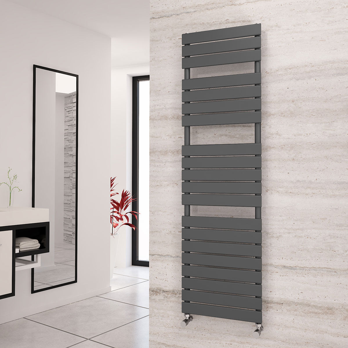 Eastgate Liso Steel Anthracite Flat Tube Designer Heated Towel Rails