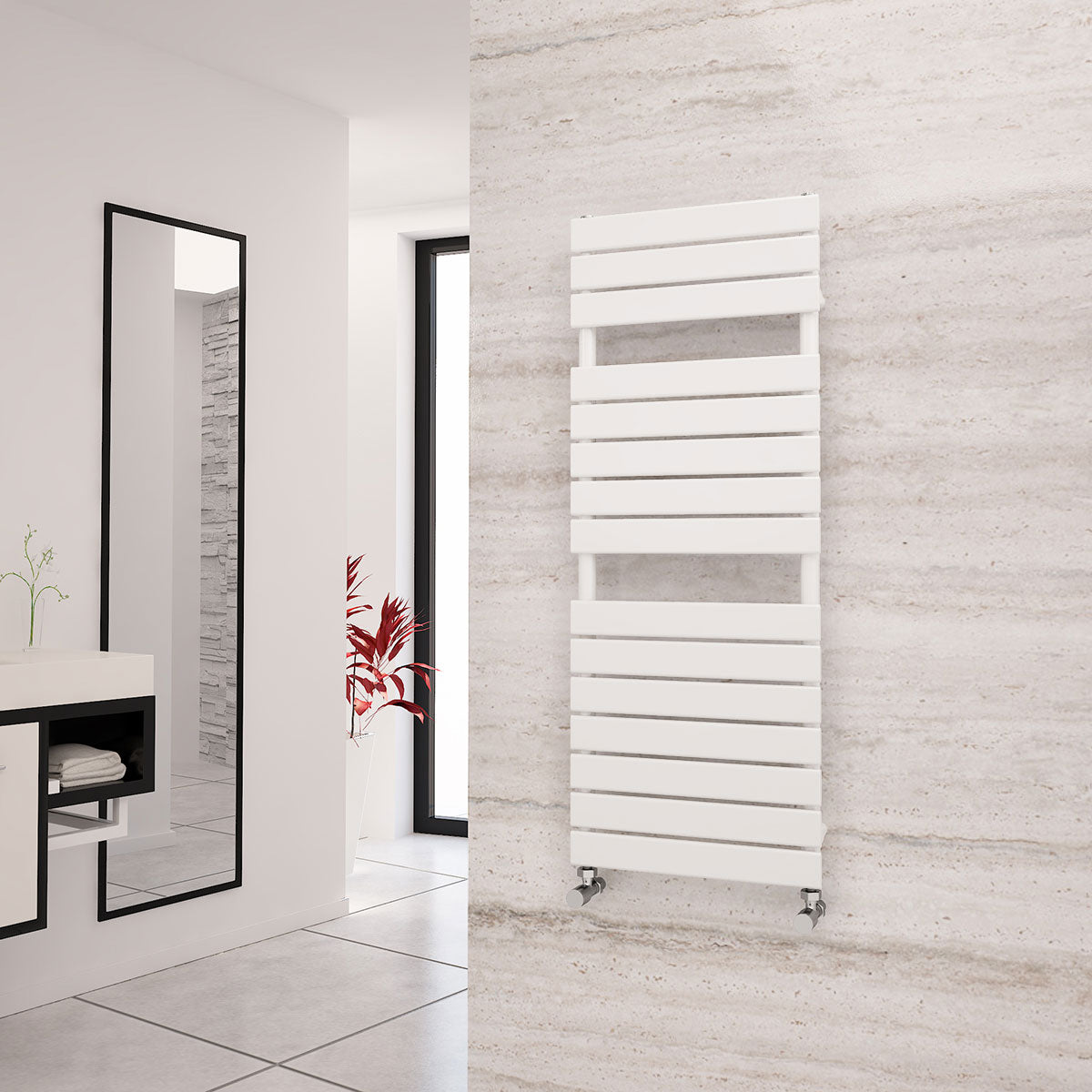 Eastgate Liso Steel White Flat Tube Designer Heated Towel Rails