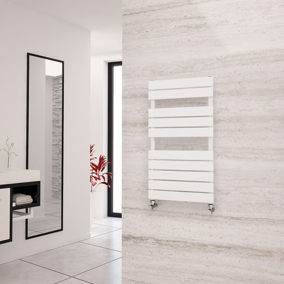 Eastgate Liso Steel White Flat Tube Designer Heated Towel Rails