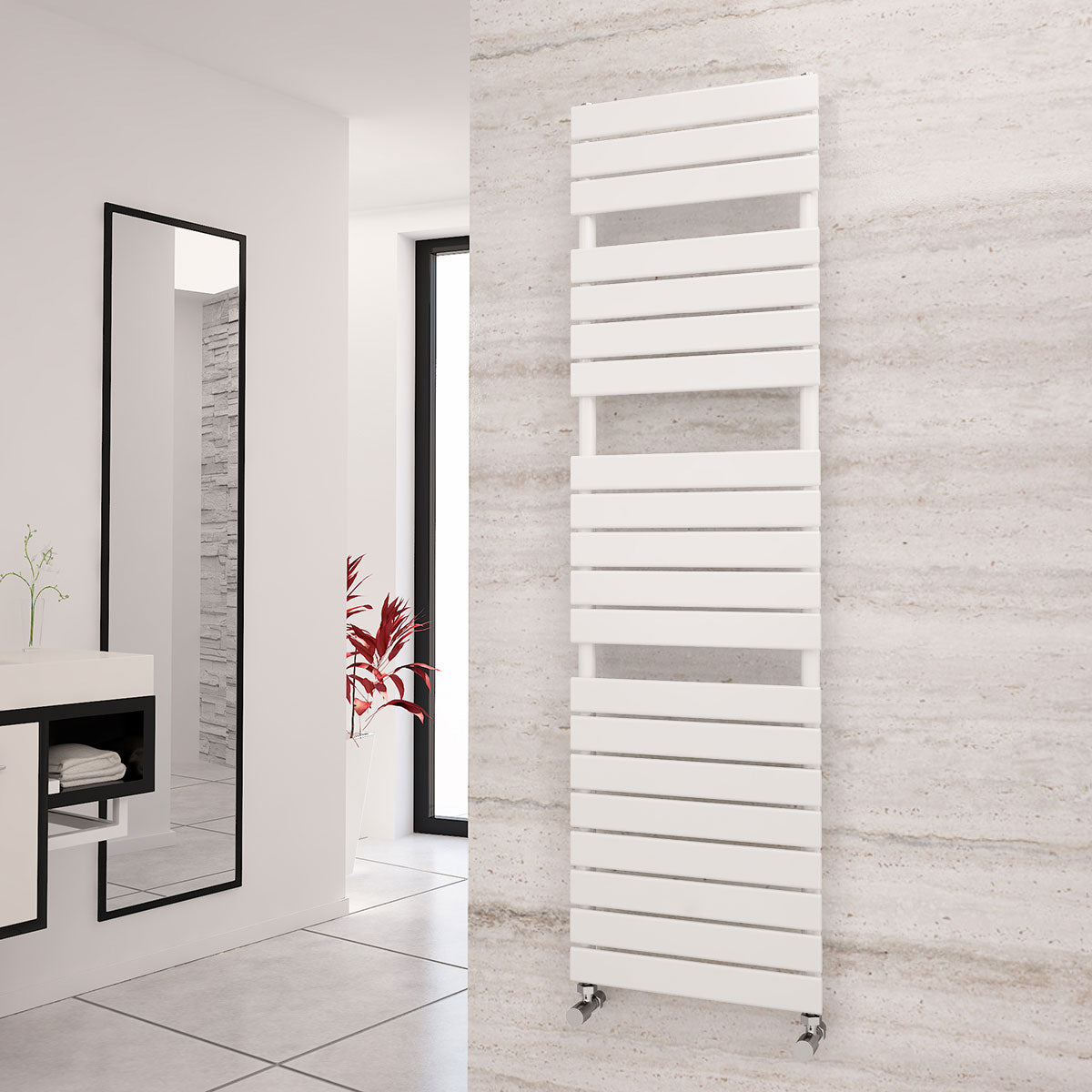 Eastgate Liso Steel White Flat Tube Designer Heated Towel Rails