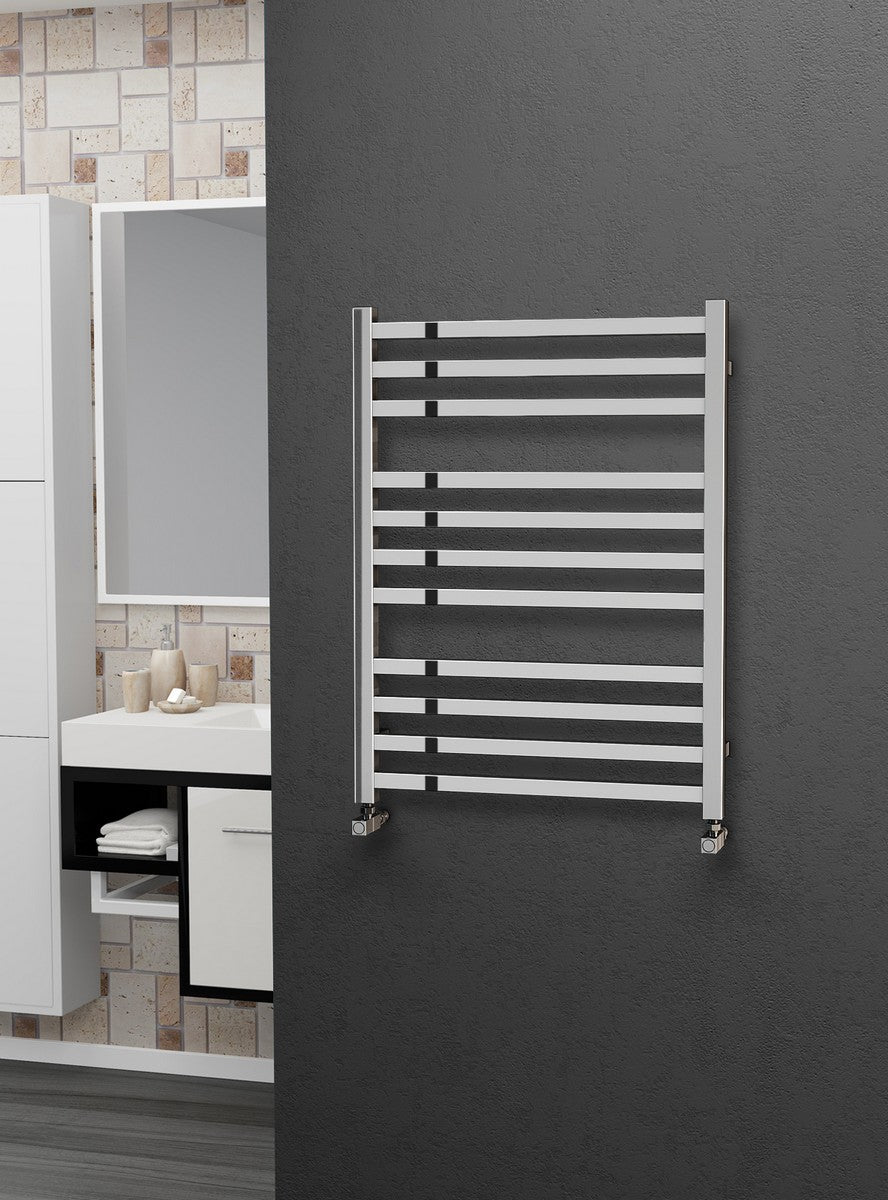 Eastgate Square Tube Polished Stainless Steel Heated Towel Rails