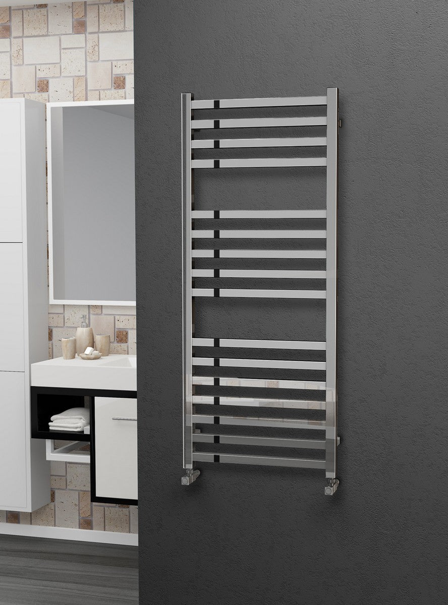 Eastgate Square Tube Polished Stainless Steel Heated Towel Rails