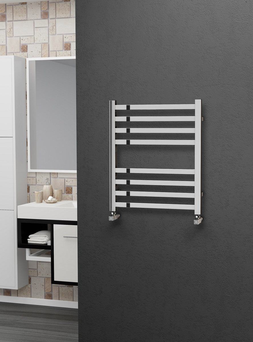 Eastgate Square Tube Polished Stainless Steel Heated Towel Rails