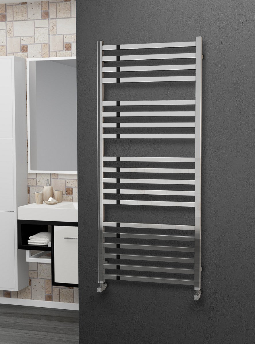 Eastgate Square Tube Polished Stainless Steel Heated Towel Rails