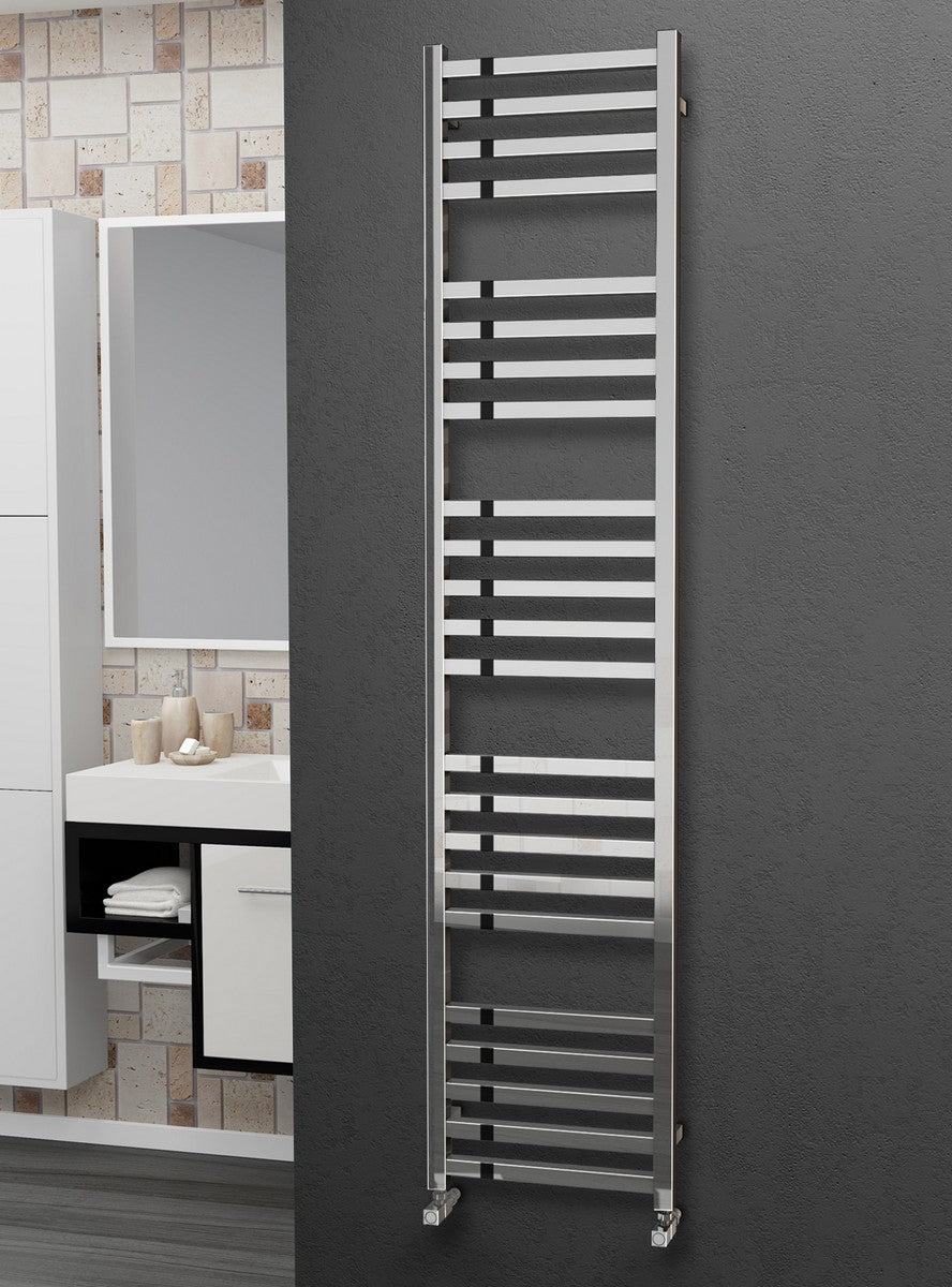Eastgate Square Tube Polished Stainless Steel Heated Towel Rails
