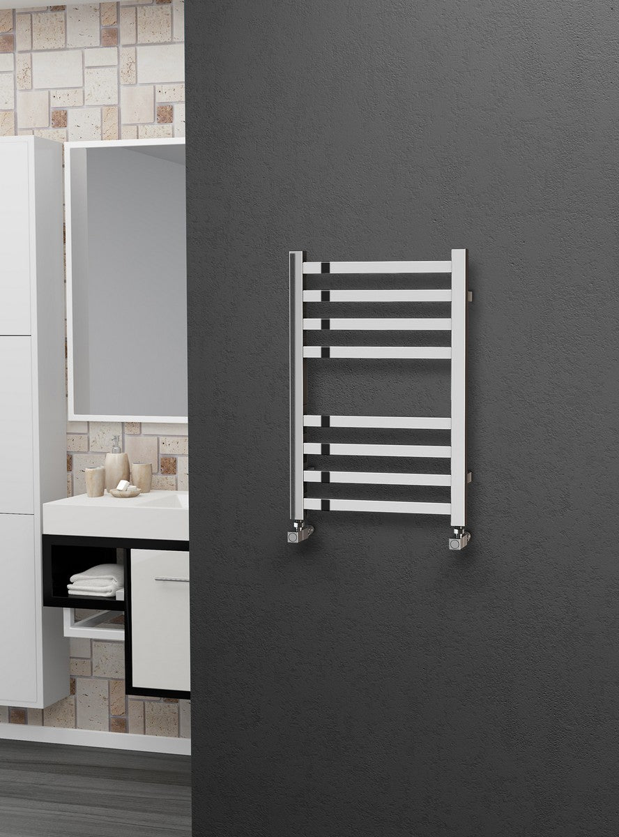Eastgate Square Tube Polished Stainless Steel Heated Towel Rails
