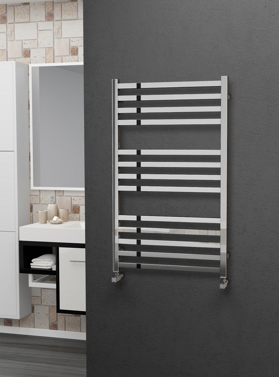 Eastgate Square Tube Polished Stainless Steel Heated Towel Rails