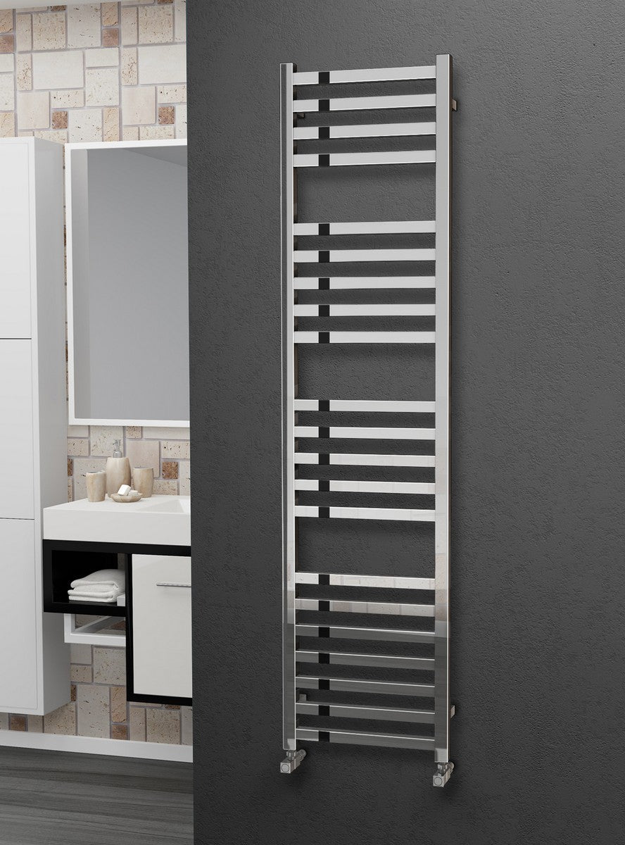 Eastgate Square Tube Polished Stainless Steel Heated Towel Rails