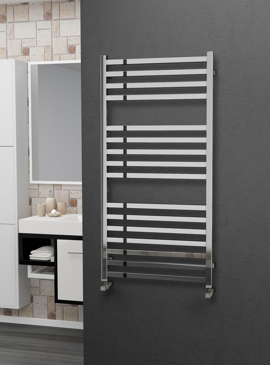 Eastgate Square Tube Polished Stainless Steel Heated Towel Rails
