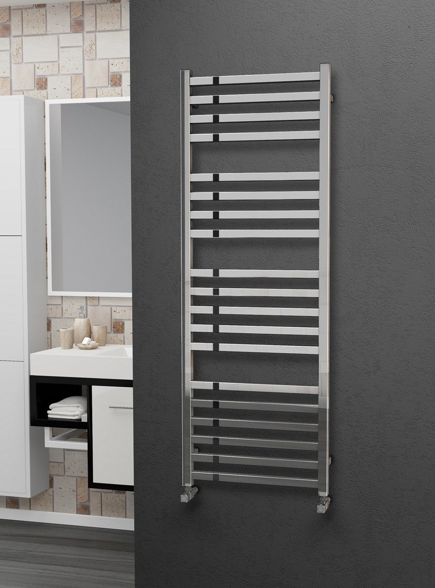 Eastgate Square Tube Polished Stainless Steel Heated Towel Rails