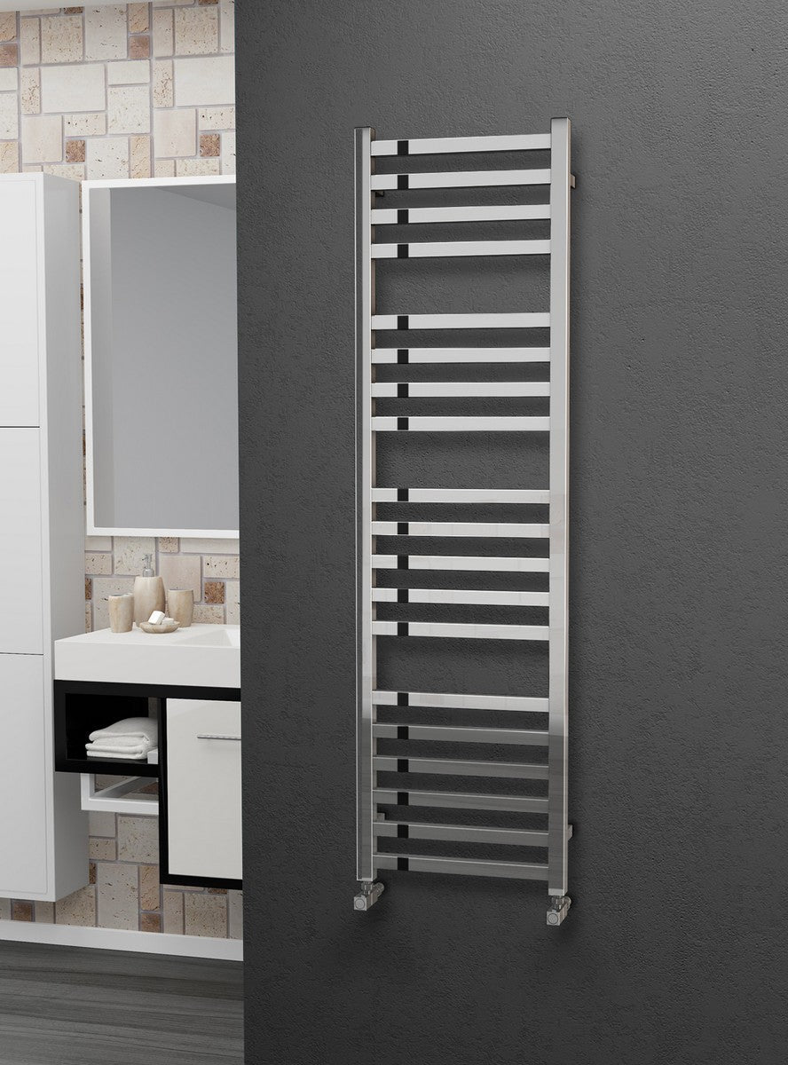 Eastgate Square Tube Polished Stainless Steel Heated Towel Rails