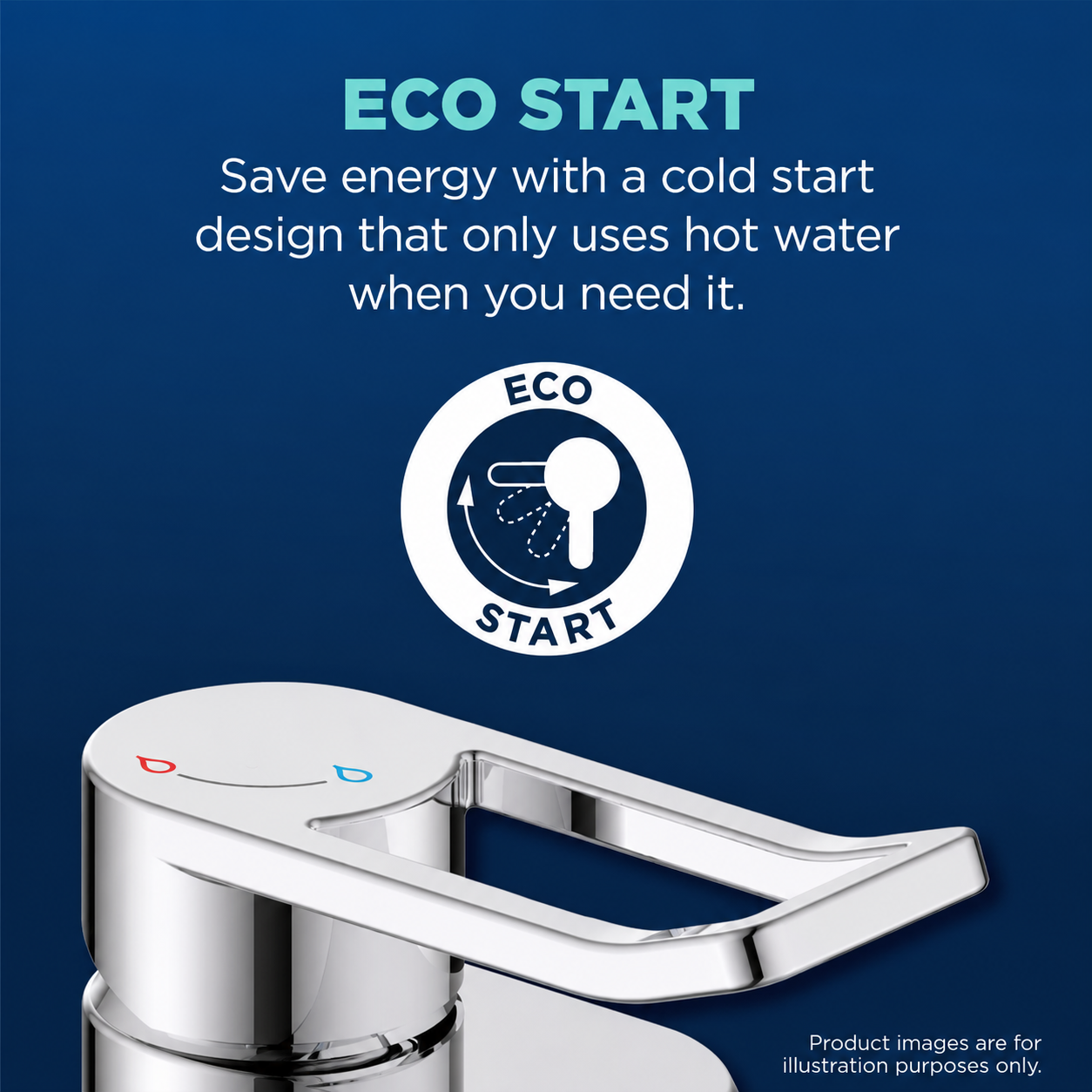 Bristan - Eco start Tall Basin Mixer with Clicker Waste - Chrome