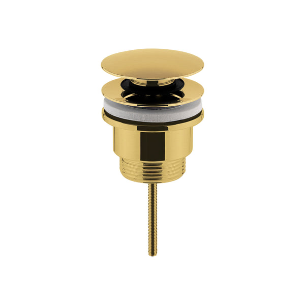 Hudson Reed Universal Push Button Basin Waste Slotted & Un-Slotted Brushed Brass