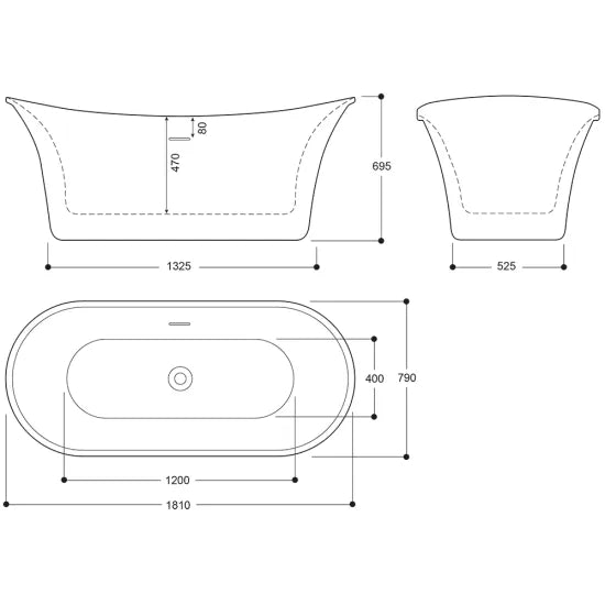 Elementa 1810mm Gold Freestanding Bath