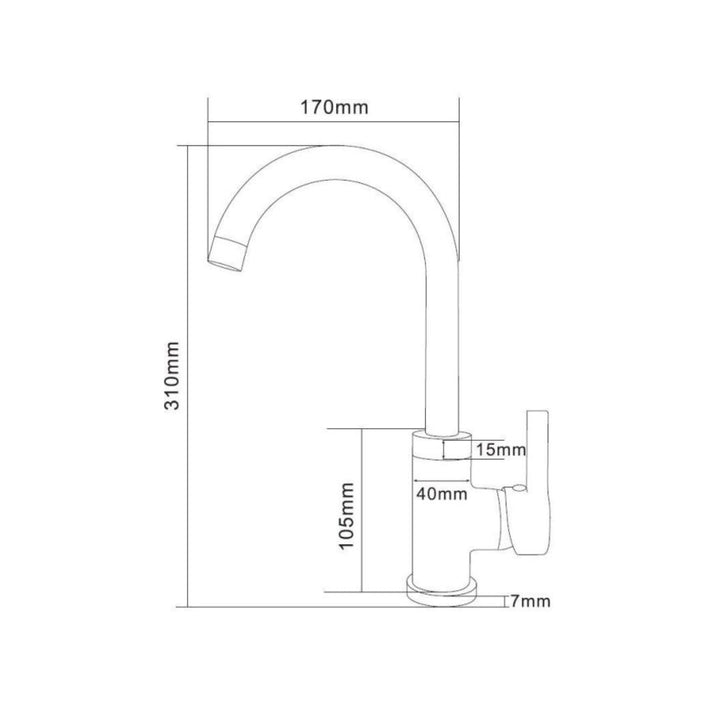 Ellsi Olana Klitchen Mixer Tap with Swan Neck & Swivel Spout