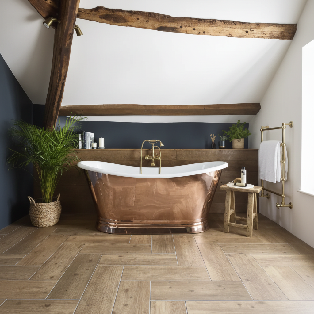 Enhanced bathroom with copper tub