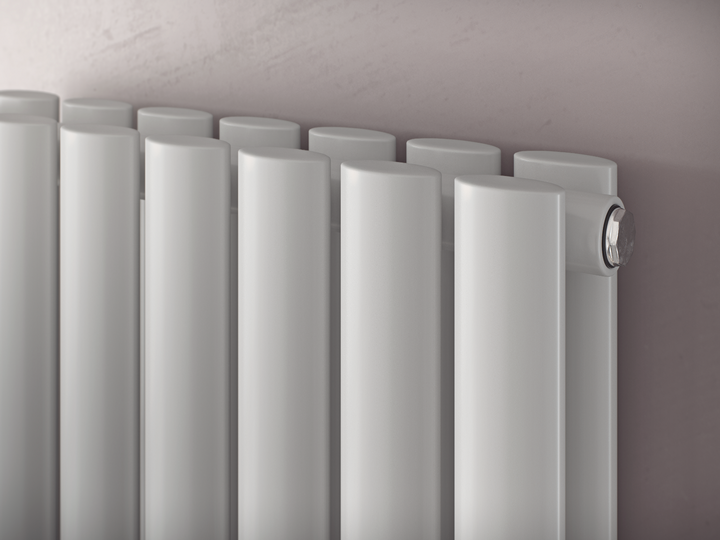Eucotherm Supra Round White Tube Single Panel Vertical Designer Radiator