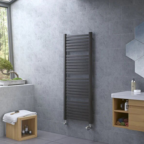 Eucotherm Fino Anthracite Modern Curved Electric Ladder Towel Rail Radiator