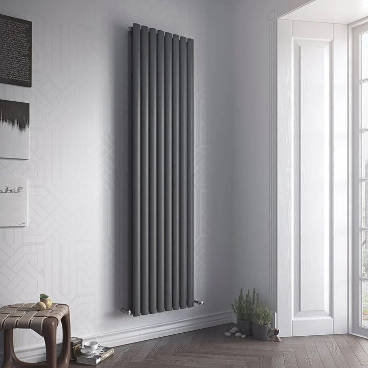 Eucotherm Nova Tube Single Panel Anthracite Vertical Designer Radiator