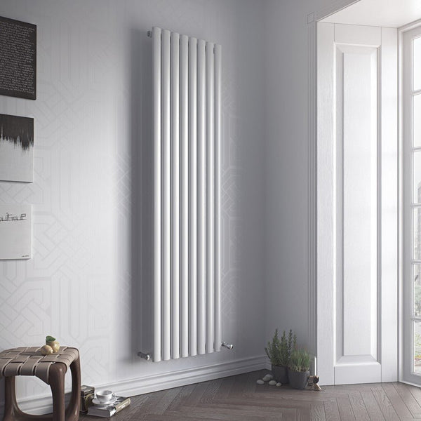 Eucotherm Nova Tube Single Panel White Vertical Designer Radiator
