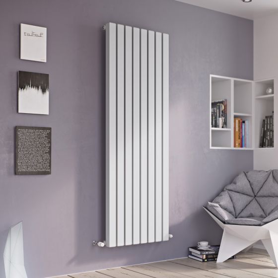 Eucotherm Vulkan White Square Tube Single Panel Vertical Designer Radiator