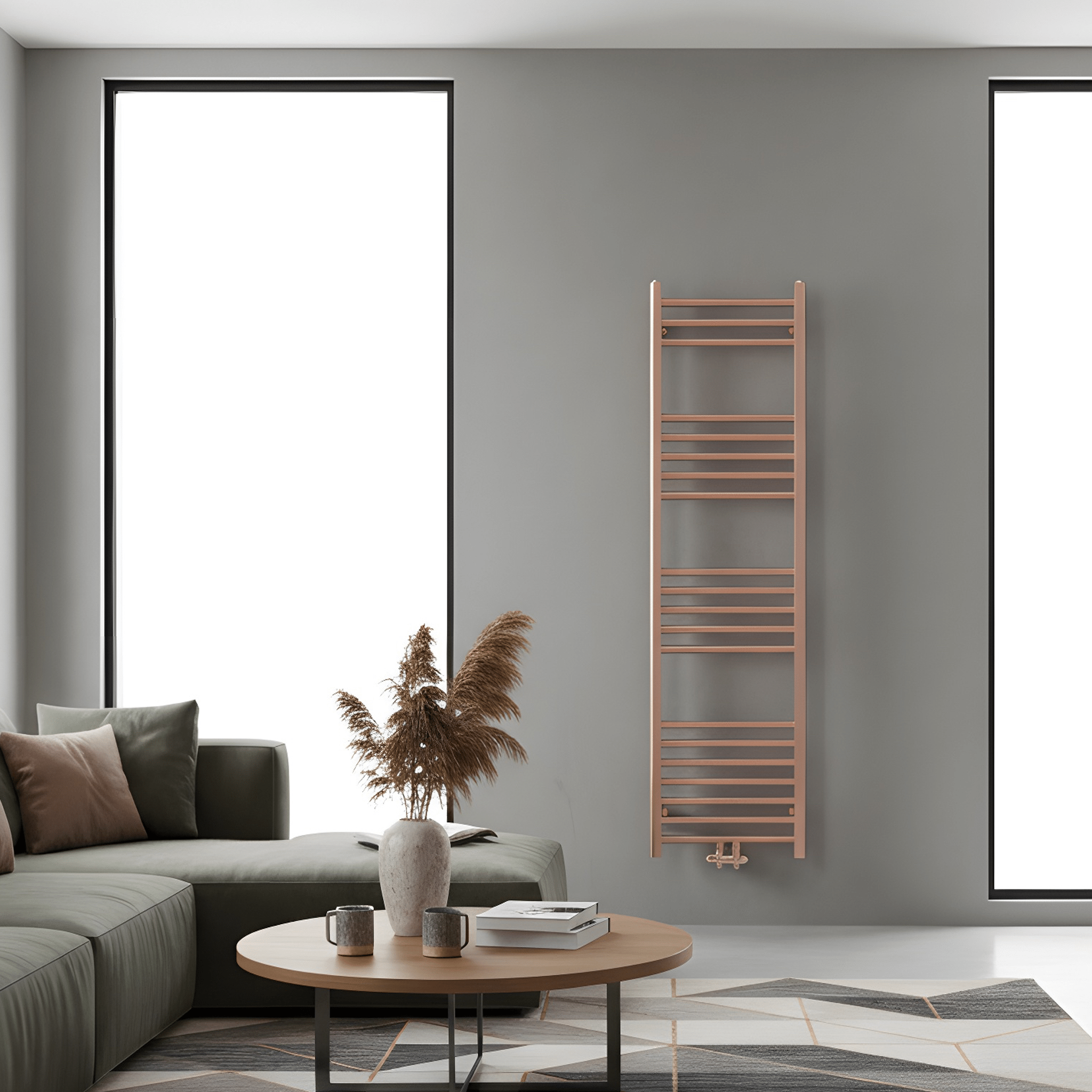Evie DUEL FUEL Towel Rail (1000X500mm)– BRUSHED ROSE GOLD
