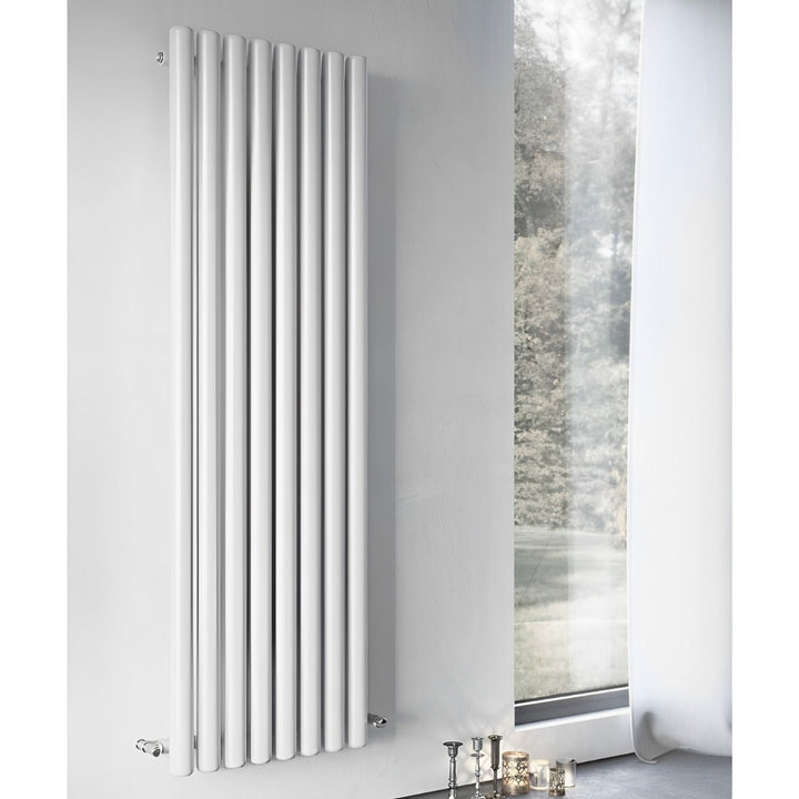 Eucotherm Supra Round White Tube Single Panel Vertical Designer Radiator
