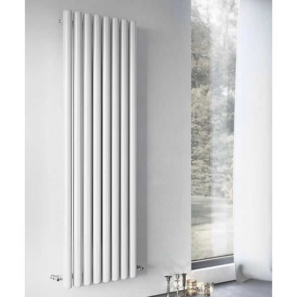 Eucotherm Vulkan Round Tube Single Panel White Vertical Designer Radiator